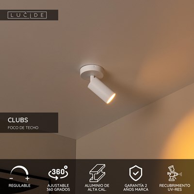 Lucide CLUBS - Foco de techo - 1xGU10 - Blanco